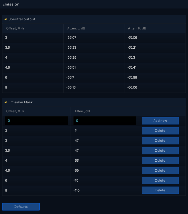 ATSC 3.0 emission mask breakpoint editor