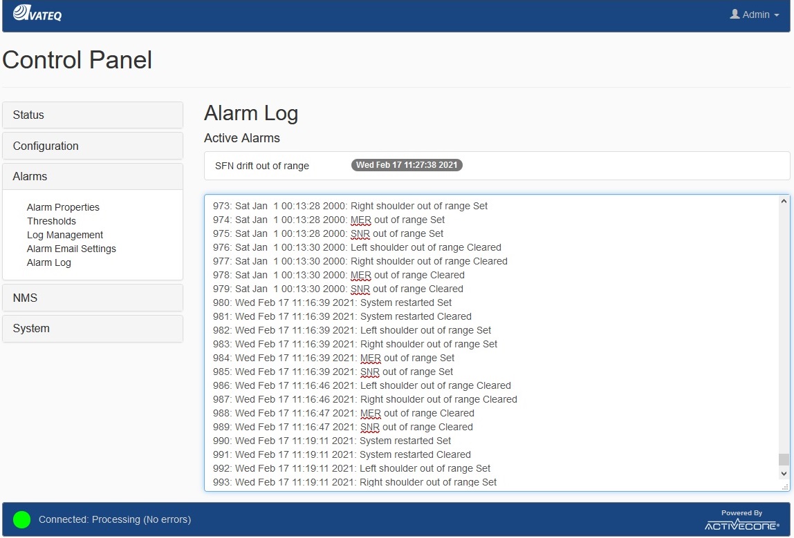 ActiveCore Framework - Alarm Log Records