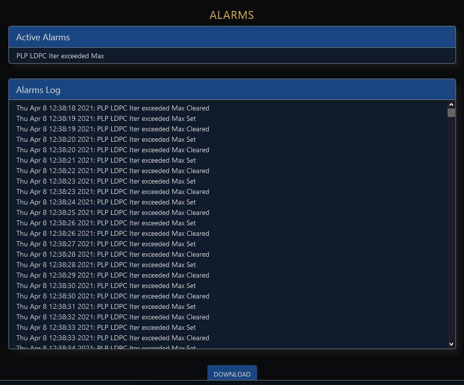 ActiveCore Framework - Alarm Log Records (WebGUI)