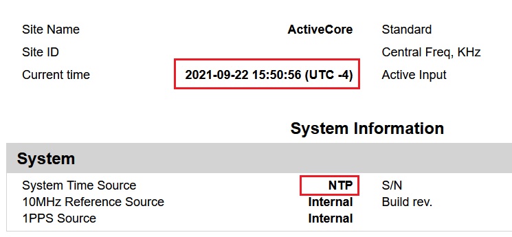 ActiveCore Framework - Report with NTP sync timestamp